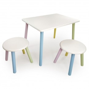 Детский комплект стол и два табурета круглых  (Белый, Белый, Цветной) в Кургане - kurgan.mebel-74.com | фото