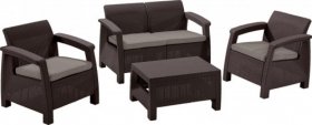 Комплект мебели Корфу сет (Corfu set) коричневый - серо-бежевый * в Кургане - kurgan.mebel-74.com | фото