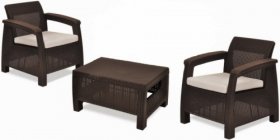 Комплект мебели Корфу Уикенд (Corfu Weekend) коричневый - серо-бежевый * в Кургане - kurgan.mebel-74.com | фото