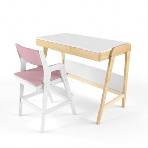 Комплект растущий стол и стул с чехлом 38 попугаев «Вуди» (Белый, Белый, Розовый) в Кургане - kurgan.mebel-74.com | фото