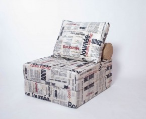 Кресло-кровать-пуф бескаркасное Прайм (Газета) в Кургане - kurgan.mebel-74.com | фото