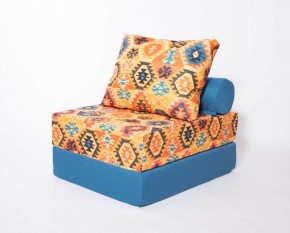 Кресло-кровать-пуф бескаркасное Прайм (мехико желтый-морская волна) в Кургане - kurgan.mebel-74.com | фото