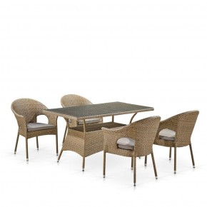 Обеденный комплект плетеной мебели T198B/Y79B-W56 Light Brown (4+1) в Кургане - kurgan.mebel-74.com | фото