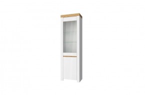 Шкаф с витриной  1V1D, TAURUS, цвет белый/дуб вотан в Кургане - kurgan.mebel-74.com | фото